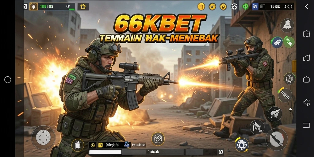 Tampilan mendebarkan dari gameplay FPS di 66KBET.