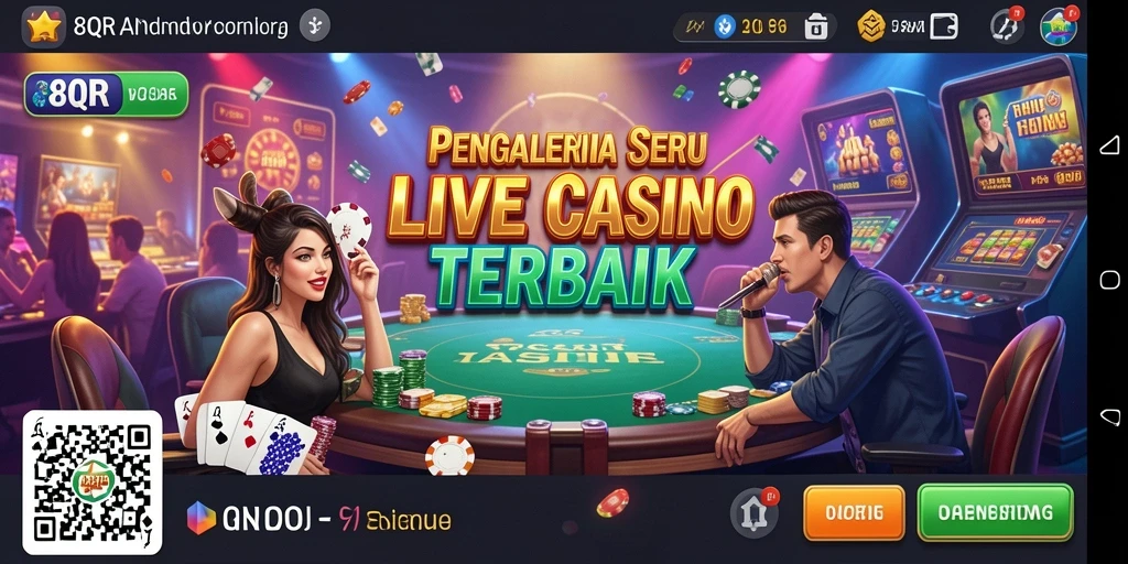 Tampilan gameplay Live Casino di 8QR yang mendebarkan.