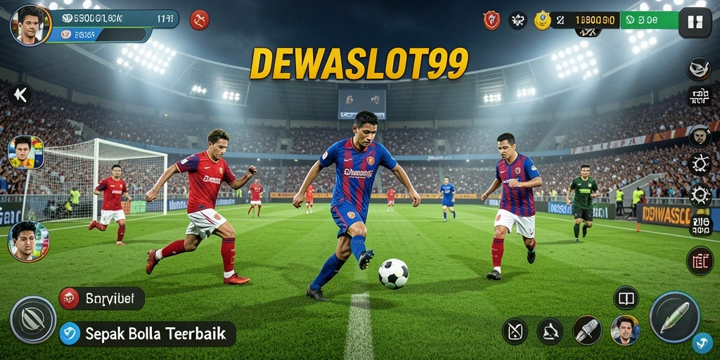 Screenshot DEWASLOT99 menunjukkan aksi seru permainan sepak bola.