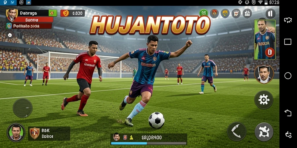 Tampilan menarik gameplay HUJANTOTO dalam aksi sepak bola.