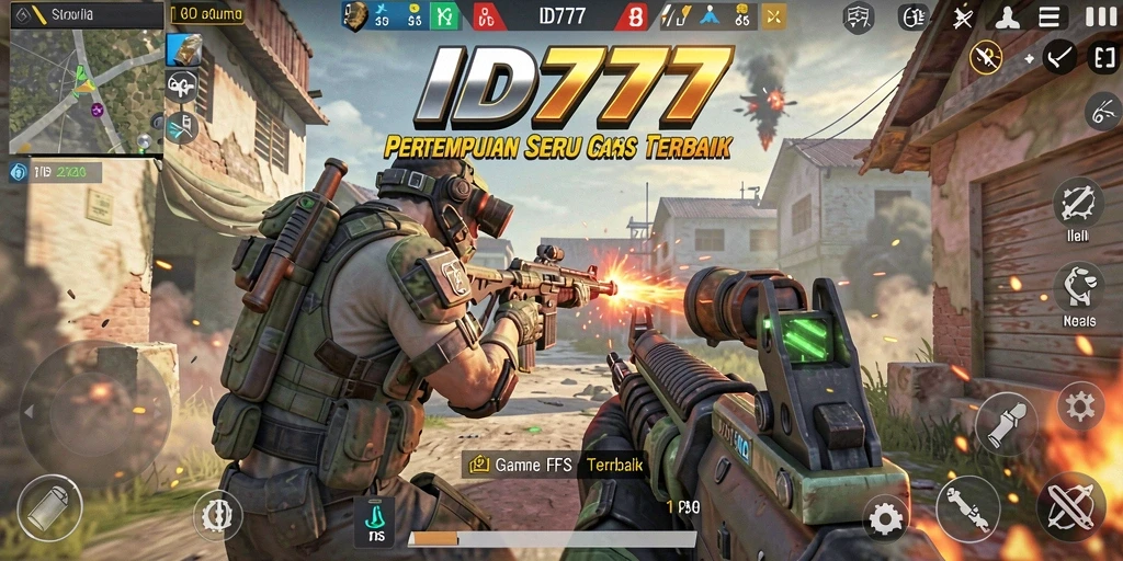 Tampilan gameplay seru dalam pertempuran FPS dinamika.