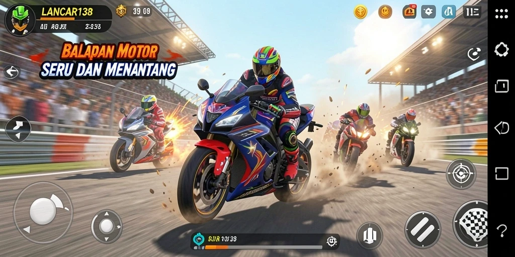 Tampilan gameplay seru dari balapan motor di LANCAR138.