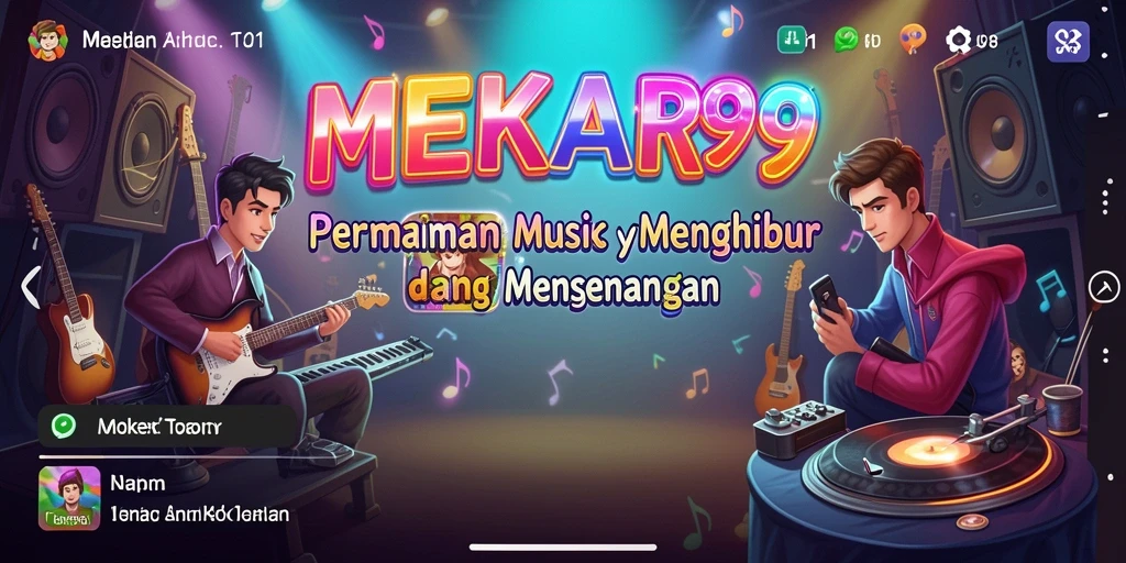 Screenshot MEKAR99 menunjukkan antarmuka menarik dan gameplay musik yang seru.