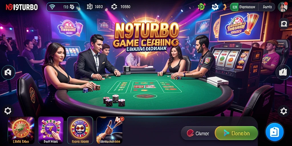 Tampilan seru permainan Live Casino N9TURBO dengan dealer langsung.