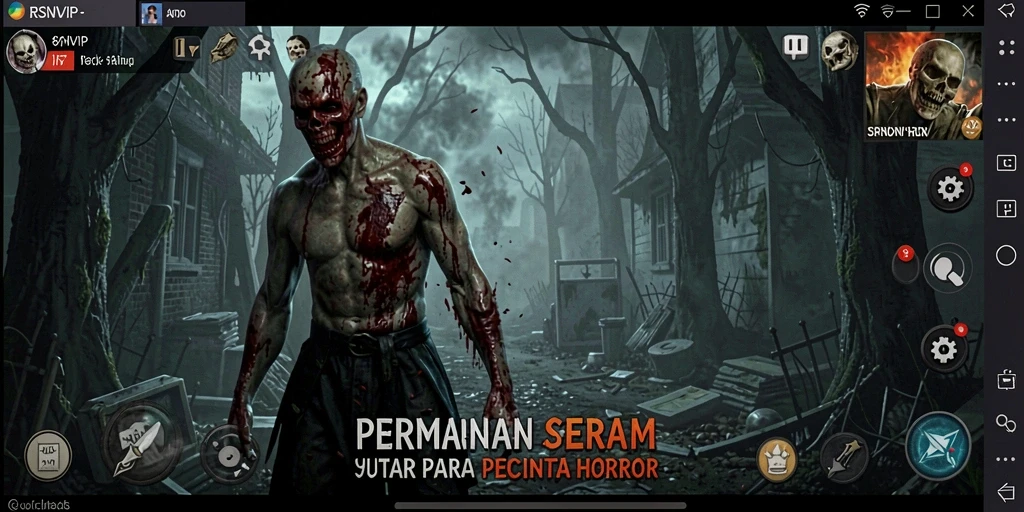Screenshot gameplay RSNVIP menampilkan suasana menyeramkan dan menegangkan.