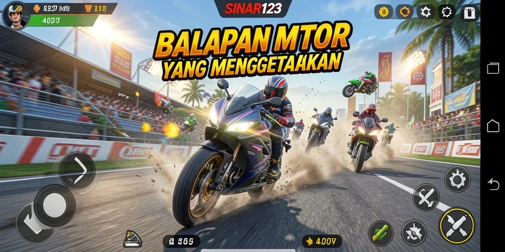 Tampilan gameplay SINAR123 dengan balapan motor yang seru.