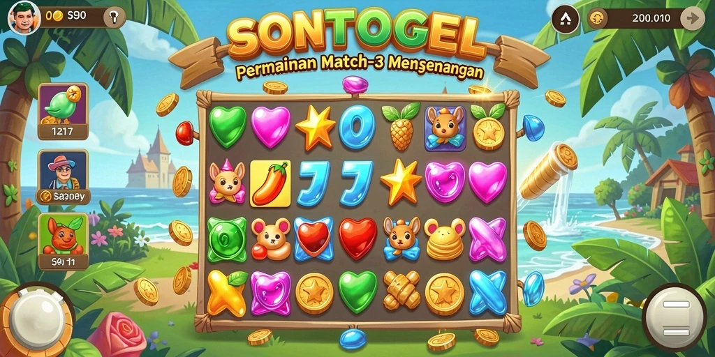 Screenshot gameplay SONTOGEL yang menunjukkan aksi Match-3 yang seru.